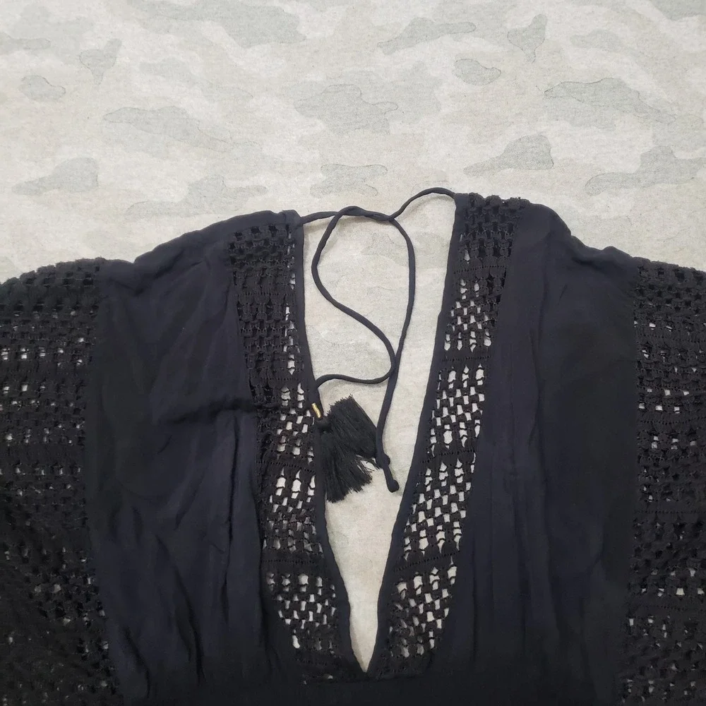 Abercrombie and Fitch Crochet Womens XS/S Black Sleeveless Beach Cover Up